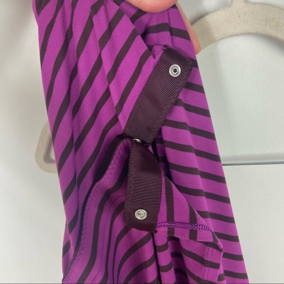 Lululemon Vinyasa Scarf Purple Stripe Bordeaux Snaps Cozy Yoga Winter Infinity - Picture 11 of 15